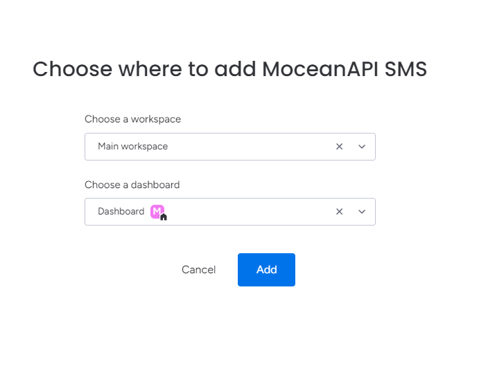 Installing SMS broadcast app to monday dashboard