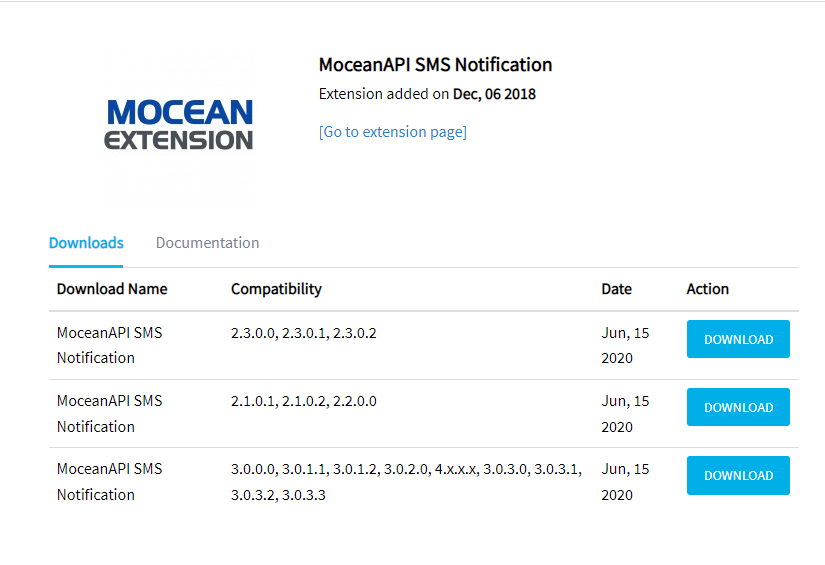 MoceanAPI Opencart version