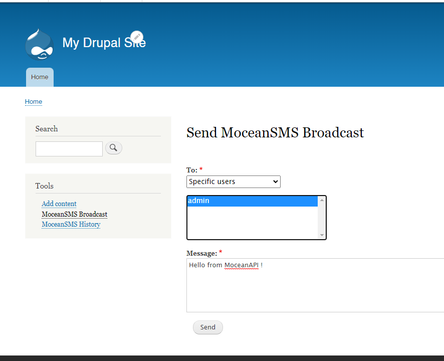 send bulk sms to specific users in drupal